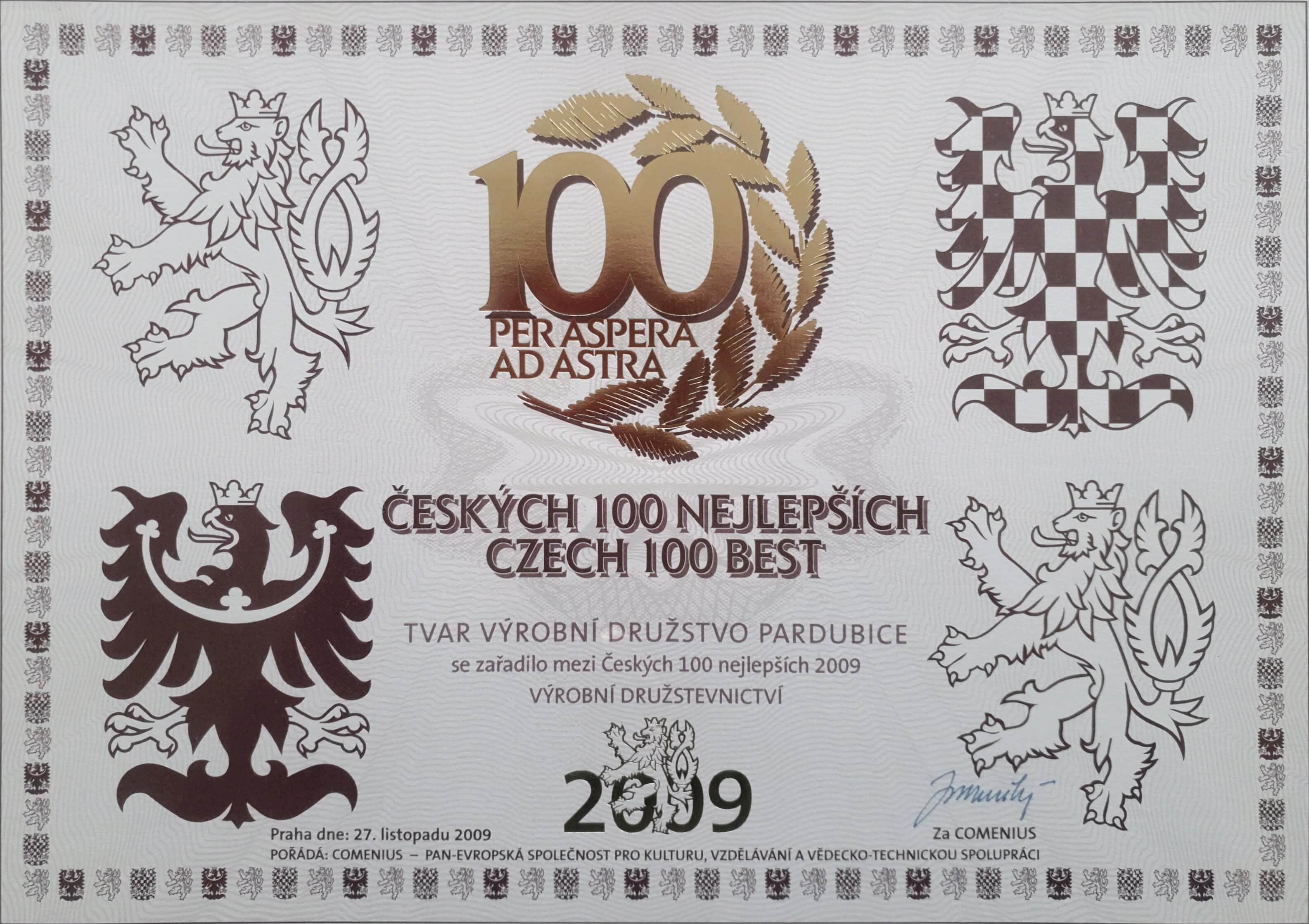 Certificate 100 nej 2009